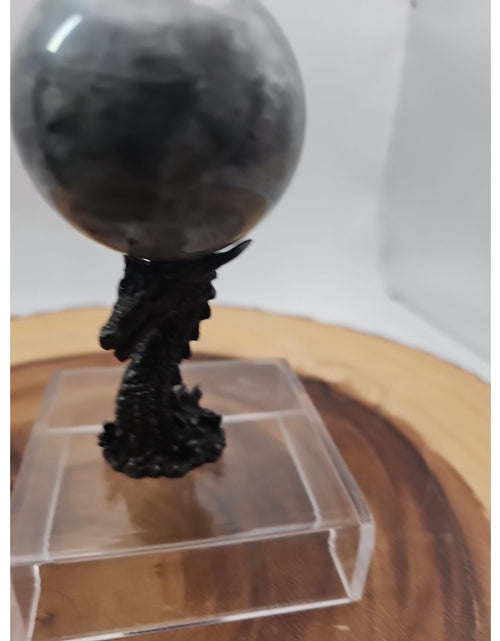 Load image into Gallery viewer, Rainbow Labradorite Sphere .45lb 53mm W/Dragon Stand
