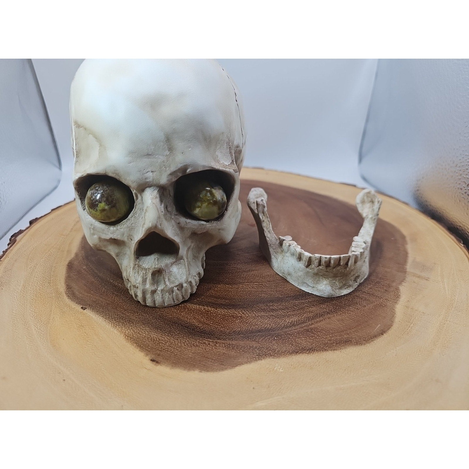 Resin Skull W/Ocean Jasper Quartz Eyes
