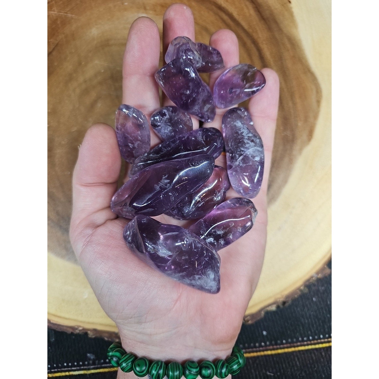 11Pcs Raw Natural Purple Amethyst Quartz Crystal Tumbled Healing Brazil .48lbs