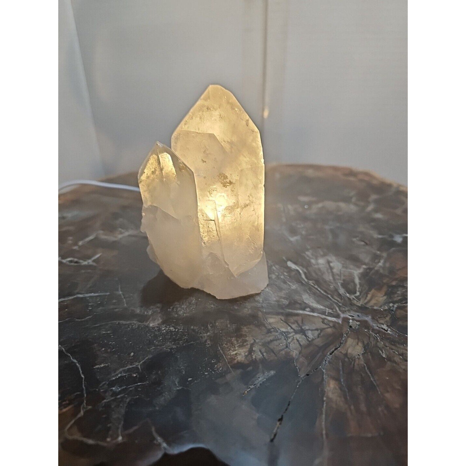 429g White Quartz Crystal Cluster W/ Led Light