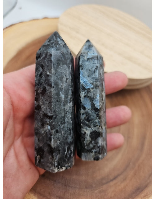 Load image into Gallery viewer, 1 Pair Larvikite Tower .42lb 3.5in Tall
