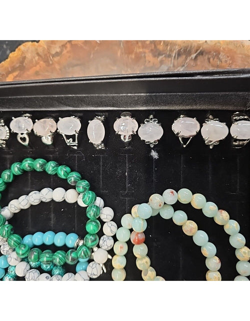 Load image into Gallery viewer, Ring And Bracket Lot 20 Rings Rose Quartz &amp; 10 Natural Stone Bracelets Reseller
