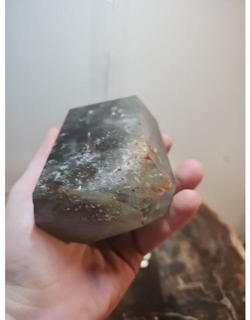 Load image into Gallery viewer, 1.73LB Natural Green Ghost Phantom Quartz Crystal Obelisk Wand Point Healing.
