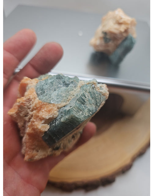 Load image into Gallery viewer, Fluorapatite On Orange Calcite 2pc Raw Specimen. 90lbs
