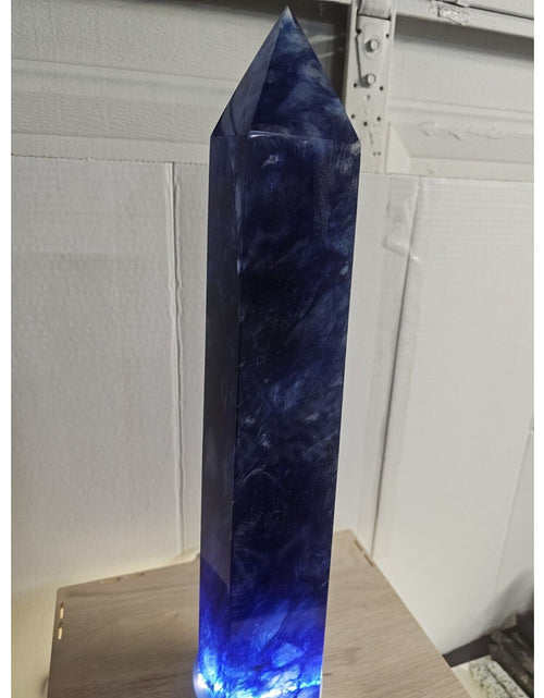 Load image into Gallery viewer, 6.8LB 13.7&quot; Huge Blue Smelt Melting Quartz Crystal Point Tower Polished Healing
