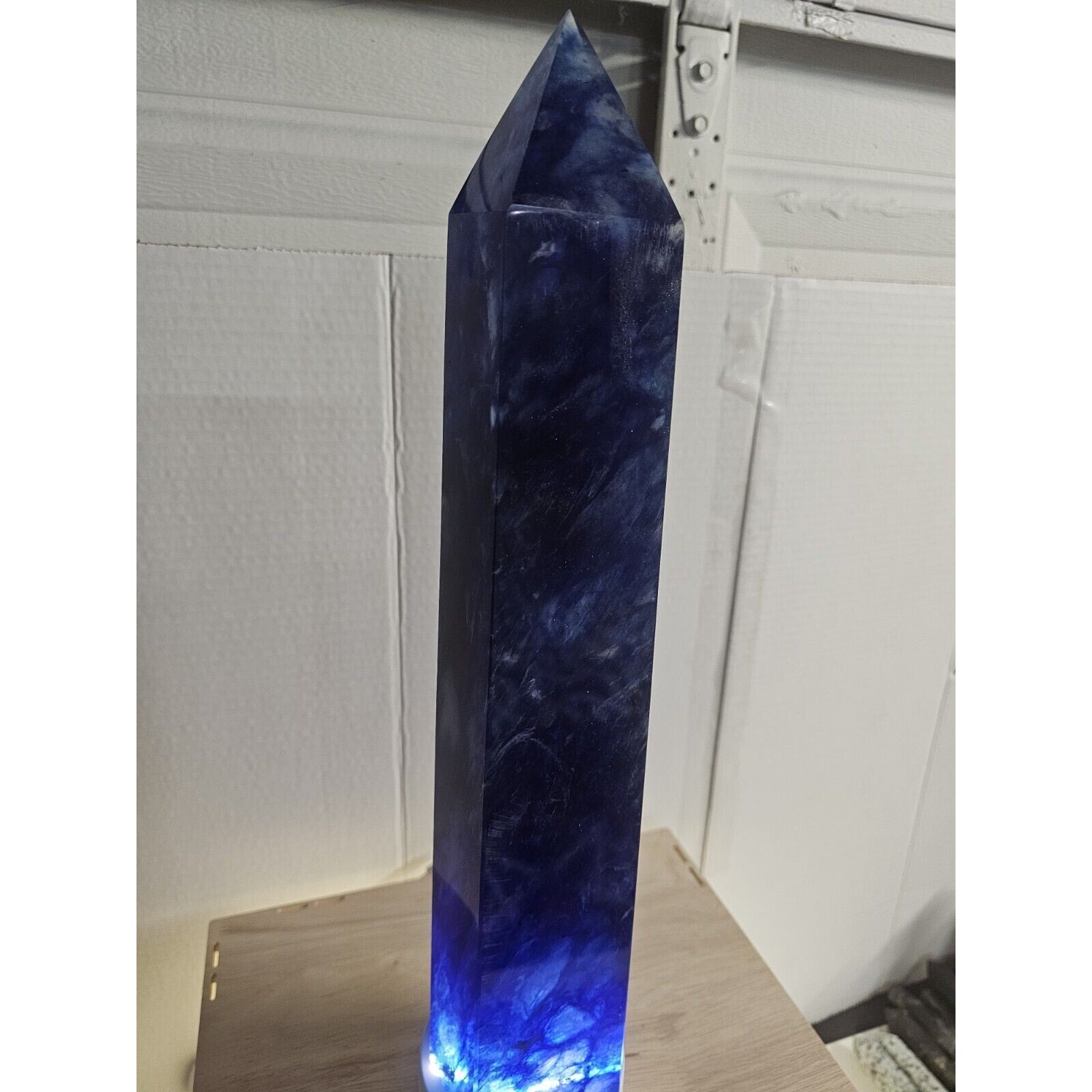 6.8LB 13.7" Huge Blue Smelt Melting Quartz Crystal Point Tower Polished Healing