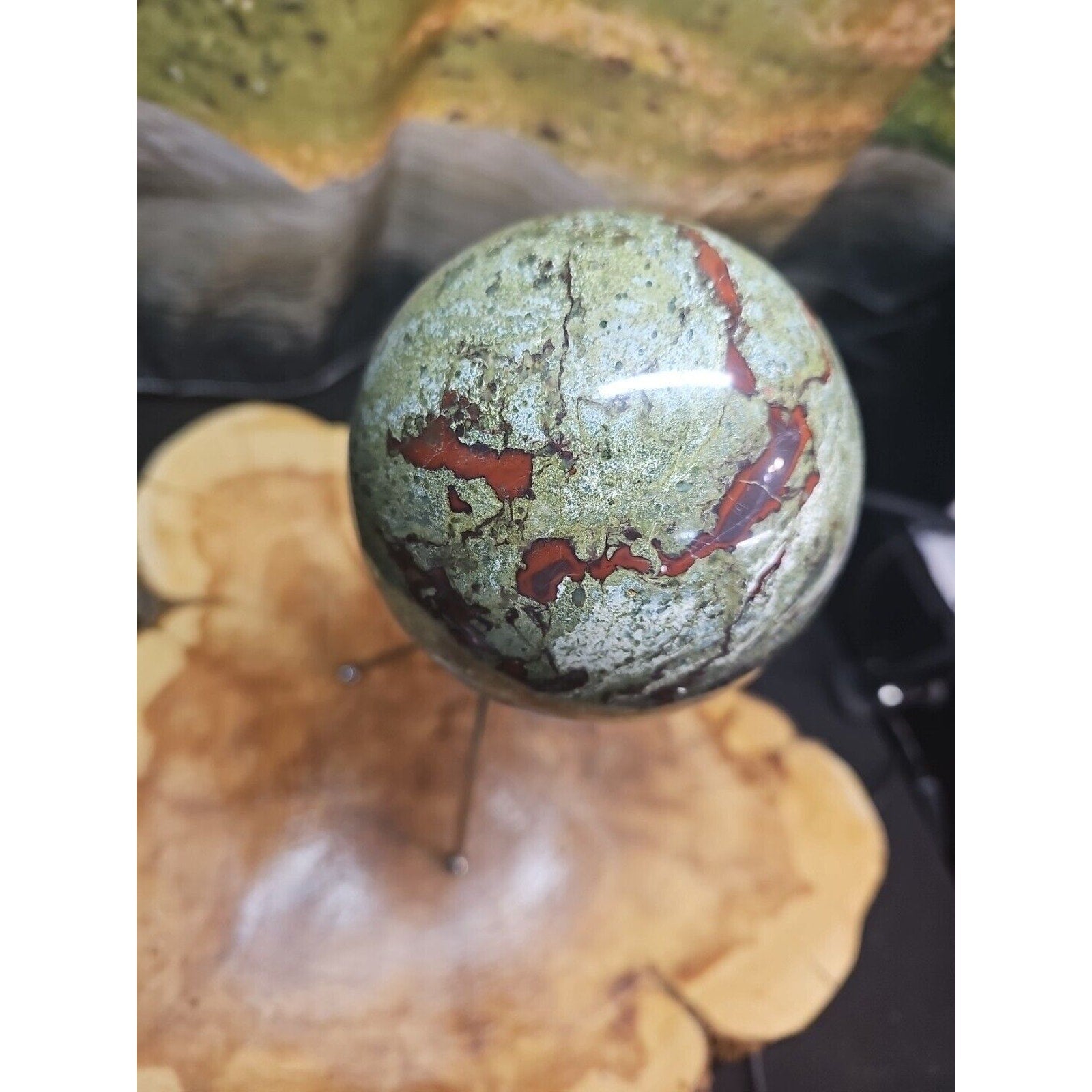 4.18LB Natural dragon blood stone quartz sphere crystal ball reiki healing 1900g