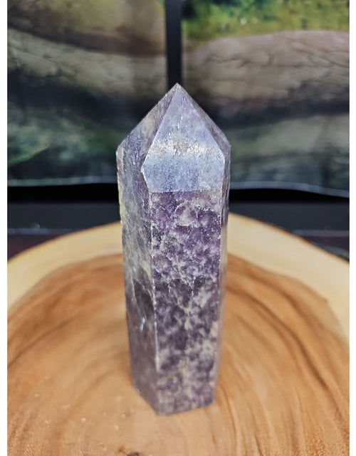 Load image into Gallery viewer, 1ea Natural Purple Mica Lepidolite Crystal Point Tower Africa 505g
