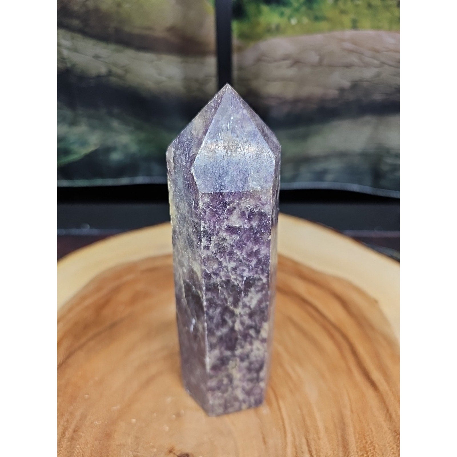 1ea Natural Purple Mica Lepidolite Crystal Point Tower Africa 505g