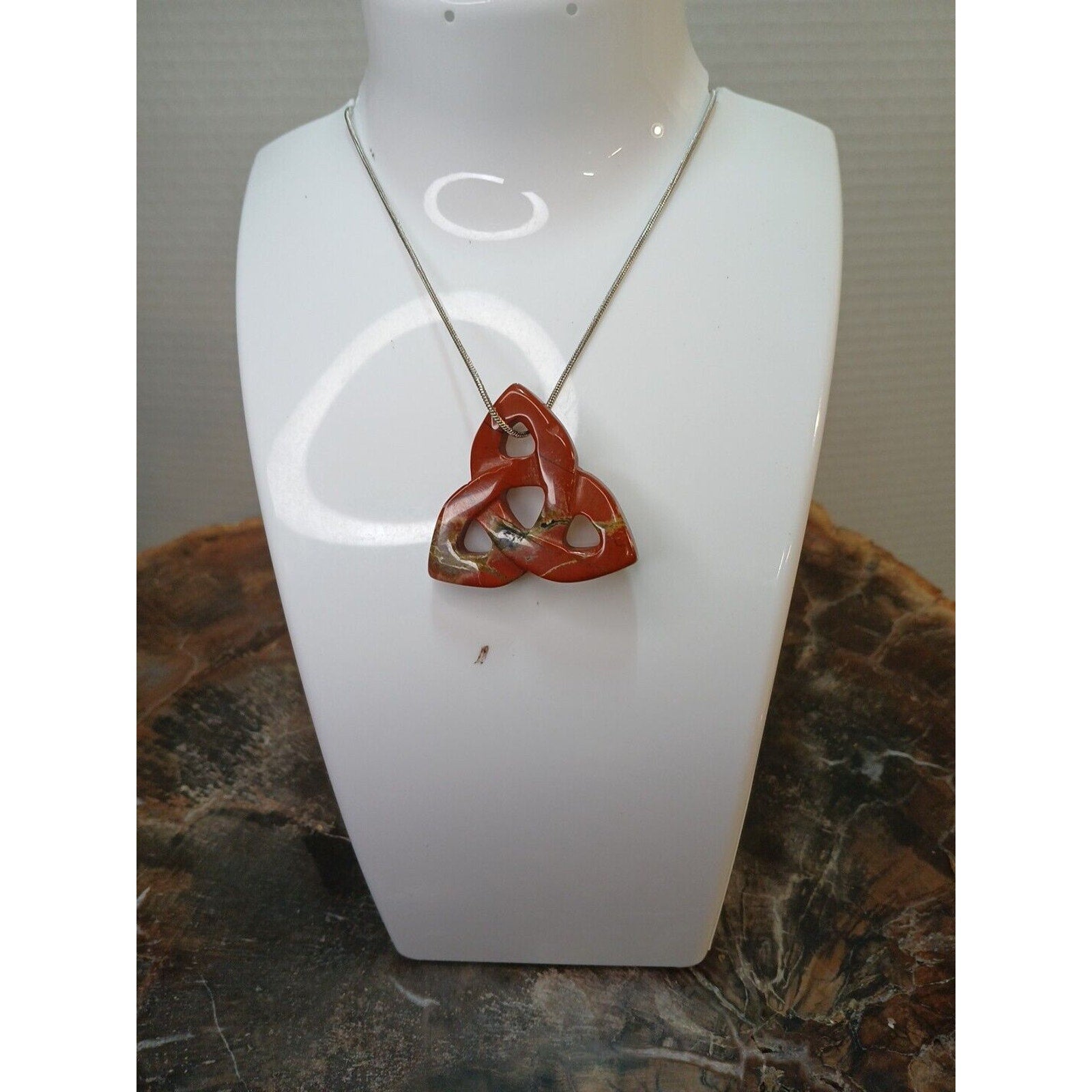 Ocean Jasper Agate Necklace W/925 Silver Chain