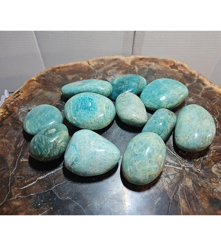 1Pcs Large Natural Green Amazonite Quartz Crystal Palm Stones Polished