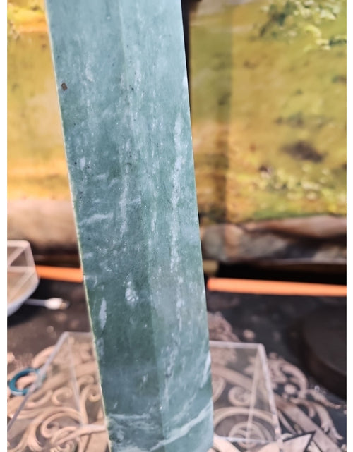 Load image into Gallery viewer, 4.69lbs 12in Tall Green Jasper Crystal Point Tower Healing
