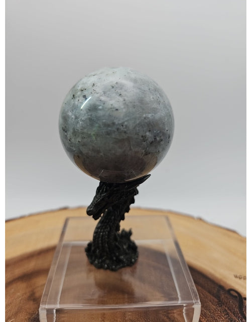 Load image into Gallery viewer, Rainbow Labradorite Sphere .45lb 53mm W/Dragon Stand
