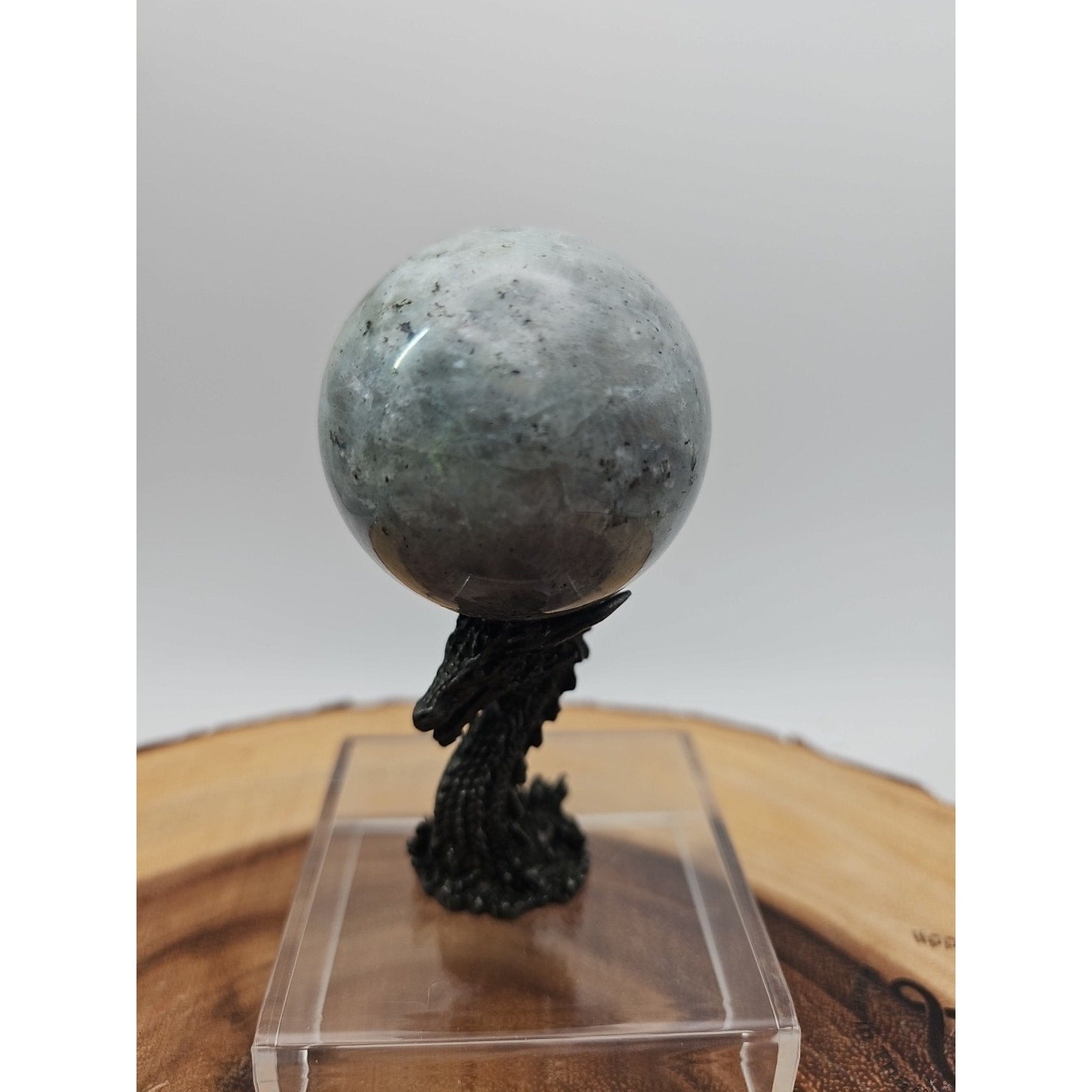 Rainbow Labradorite Sphere .45lb 53mm W/Dragon Stand
