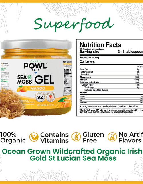 Load image into Gallery viewer, Organic Sea Moss Gel - Wildcrafted Irish Natural Superfood - Mango flavor.
