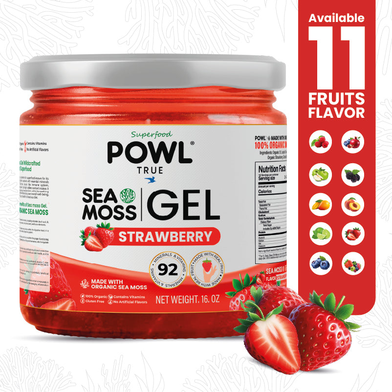 Organic Sea Moss Gel - Wildcrafted Irish Natural Superfood - Strawberry flavor.
