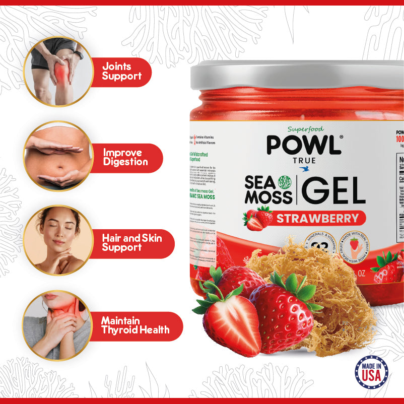 Organic Sea Moss Gel - Wildcrafted Irish Natural Superfood - Strawberry flavor.