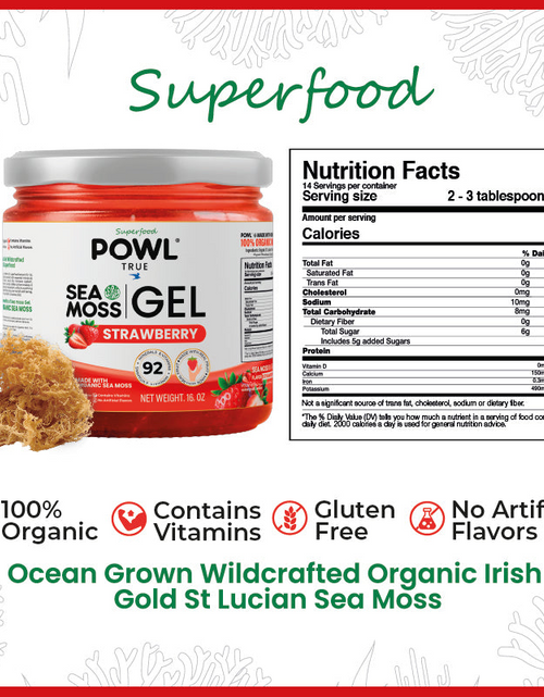 Load image into Gallery viewer, Organic Sea Moss Gel - Wildcrafted Irish Natural Superfood - Strawberry flavor.
