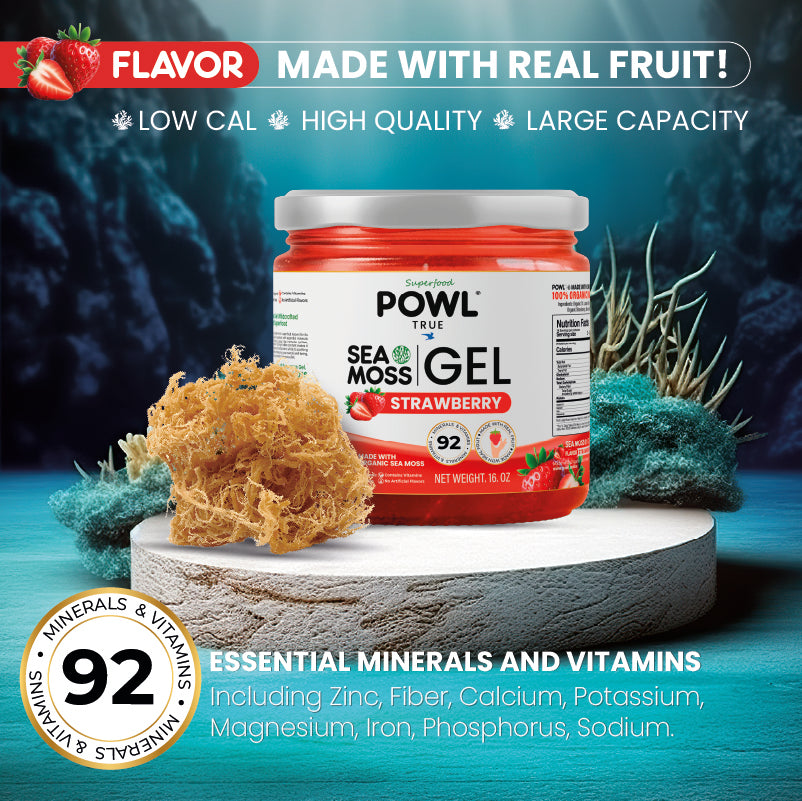 Organic Sea Moss Gel - Wildcrafted Irish Natural Superfood - Strawberry flavor.