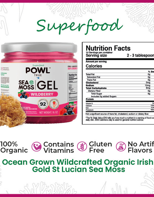 Load image into Gallery viewer, Organic Sea Moss Gel - Wildcrafted Irish Natural Superfood - WildBerry flavor.
