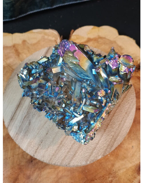 Load image into Gallery viewer, 0.68lb Rainbow Aqua Aura Quartz Crystal Cluster Points Titanium Coating
