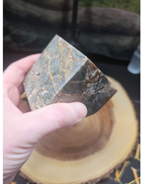 Load image into Gallery viewer, 1.87LB 1Pcs Natural Ocean Jasper Onyx Quartz Crystal Geode Square Heptahedron
