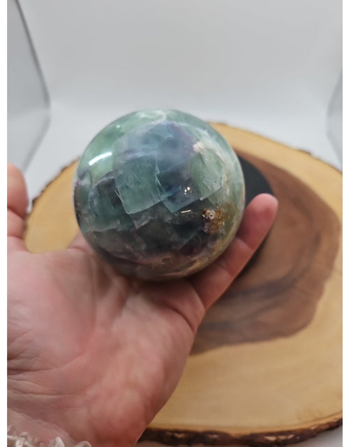 Load image into Gallery viewer, 2.11lbs Natural Rainbow Fluorite Quartz Crystal Sphere Ball Polished Healing

