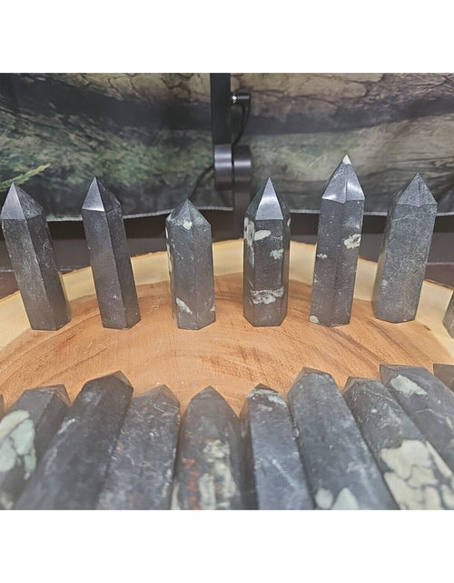 Load image into Gallery viewer, .74lbs Avg 4Pcs Natural Plum Blossom Jasper Crystal Point Tower Polished Healing
