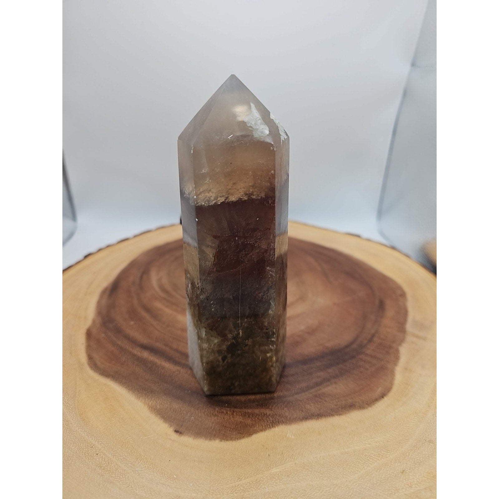 1.95lb Fluorite Quartz Crystal Point W/Stand