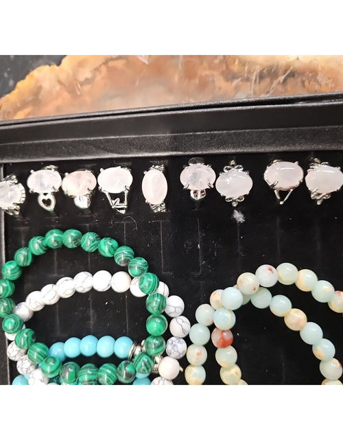 Load image into Gallery viewer, Ring And Bracket Lot 20 Rings Rose Quartz &amp; 10 Natural Stone Bracelets Reseller
