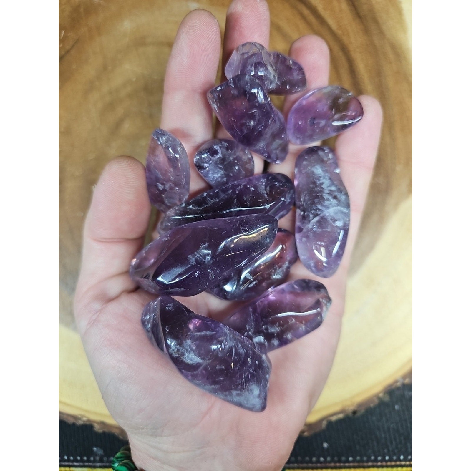 11Pcs Raw Natural Purple Amethyst Quartz Crystal Tumbled Healing Brazil .48lbs