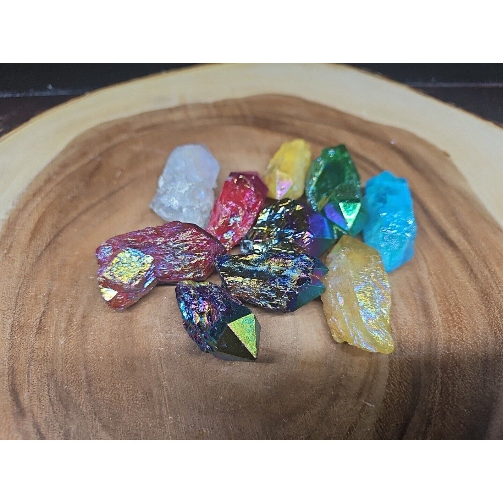 10Pcs .68lbs Rainbow Aqua Aura Quartz Crystal Points Titanium Coating B1