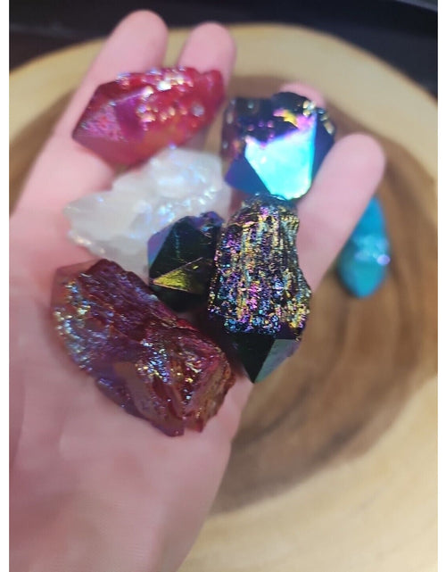 Load image into Gallery viewer, 10Pcs .68lbs Rainbow Aqua Aura Quartz Crystal Points Titanium Coating B1
