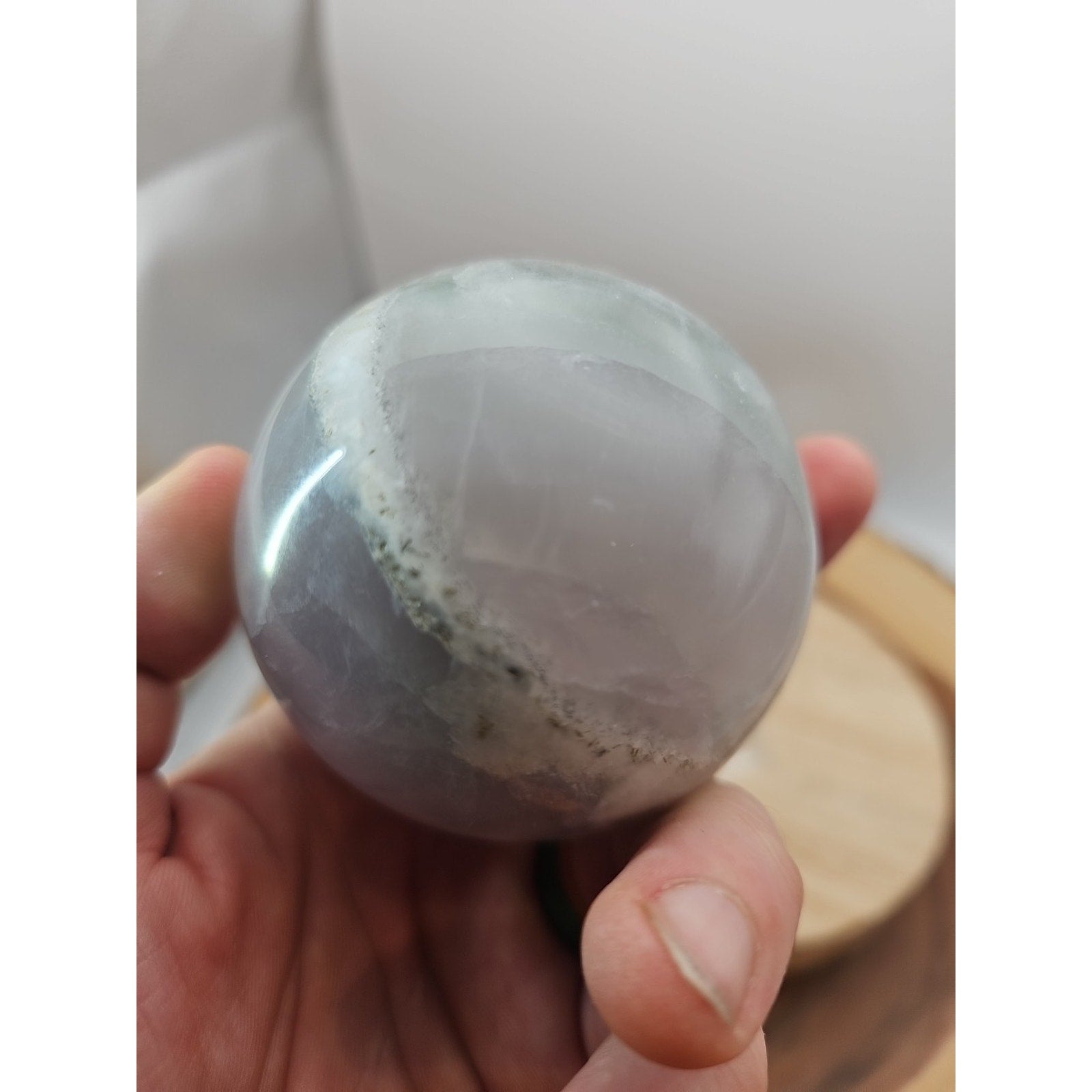 1.17lb Natural Rainbow Fluorite Quartz Crystal Sphere Ball Polished