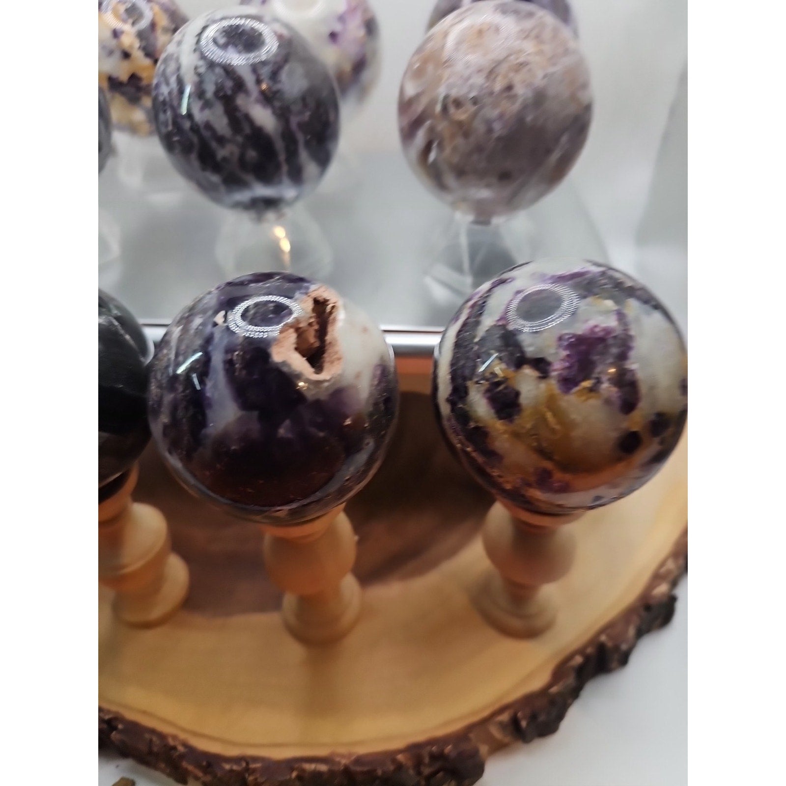 55mm To 65mm Natural Sphalerite Quartz Crystal W/wooden Stand 1 Each