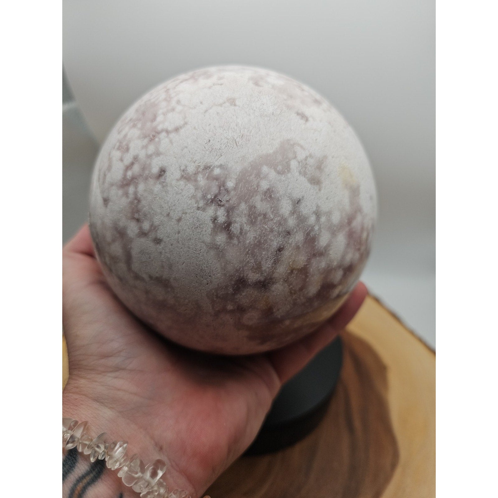 6.55lbs Natural Cherry Blossom Agate Sphere Quartz Crystal Ball