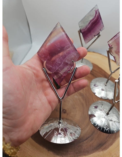 Load image into Gallery viewer, 1 Each Natural Rainbow Fluorite Diamond W/ Zodiac stand
