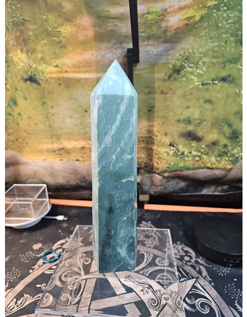 Load image into Gallery viewer, 5.04lbs 11.5in Tall Green Jasper Crystal Point Tower Healing
