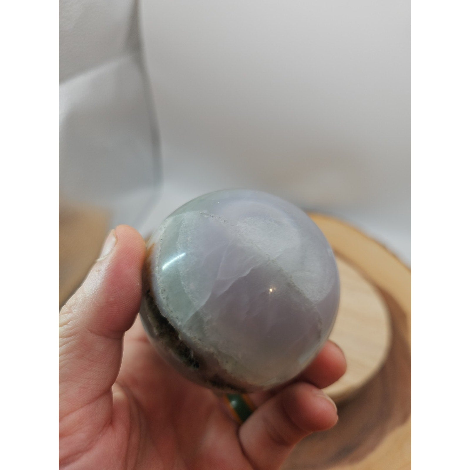1.17lb Natural Rainbow Fluorite Quartz Crystal Sphere Ball Polished