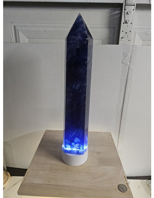 Load image into Gallery viewer, 6.8LB 13.7&quot; Huge Blue Smelt Melting Quartz Crystal Point Tower Polished Healing
