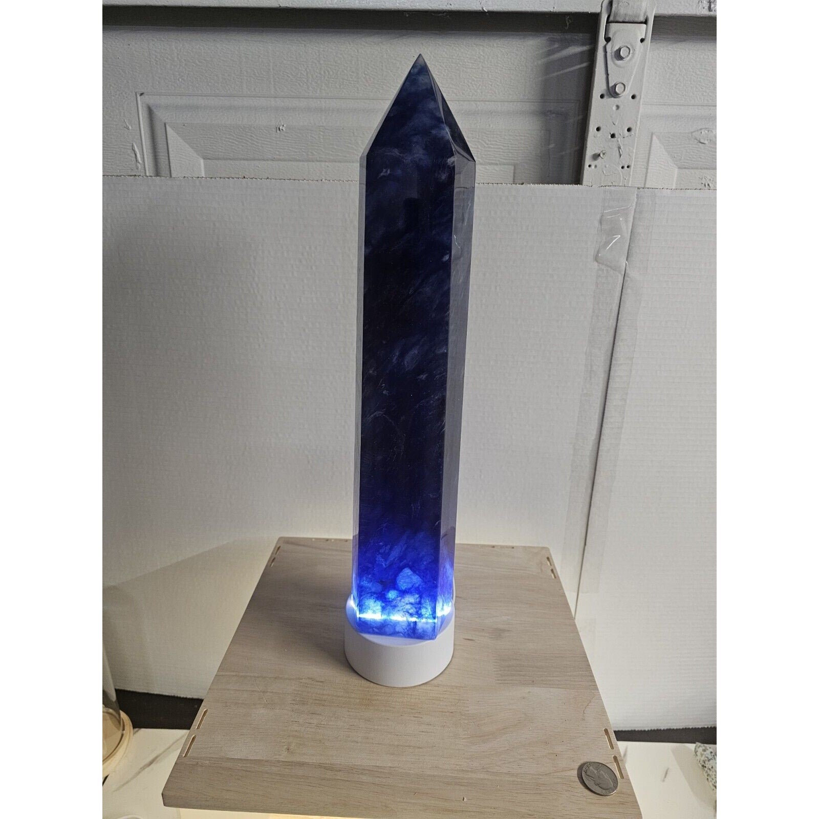 6.8LB 13.7" Huge Blue Smelt Melting Quartz Crystal Point Tower Polished Healing