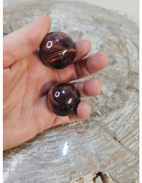 Load image into Gallery viewer, 2Pcs Natural Red Tiger Eye Quartz Crystal Sphere Ball Polished Healing 30-34mm
