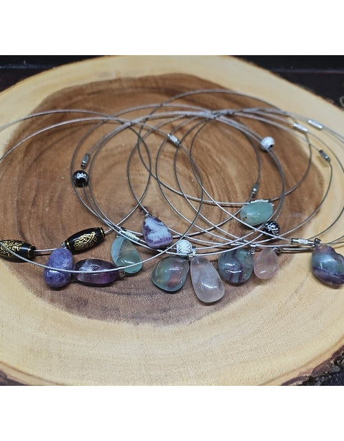 Load image into Gallery viewer, Natural stone 16in pendant necklace, stainless steel 10pc Wholesale lot

