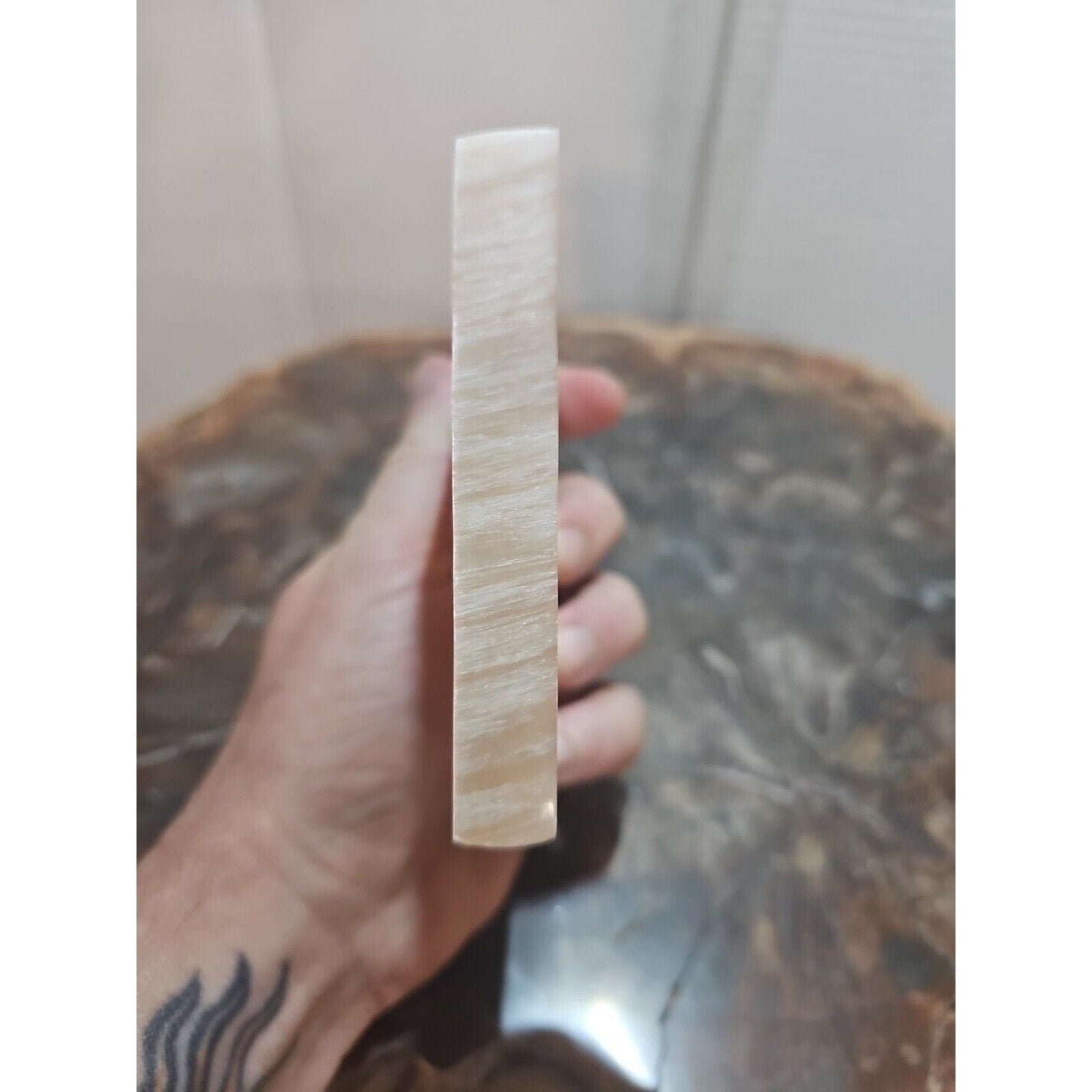 Peach Selenite Charging Base For Crystals No Led Only Base