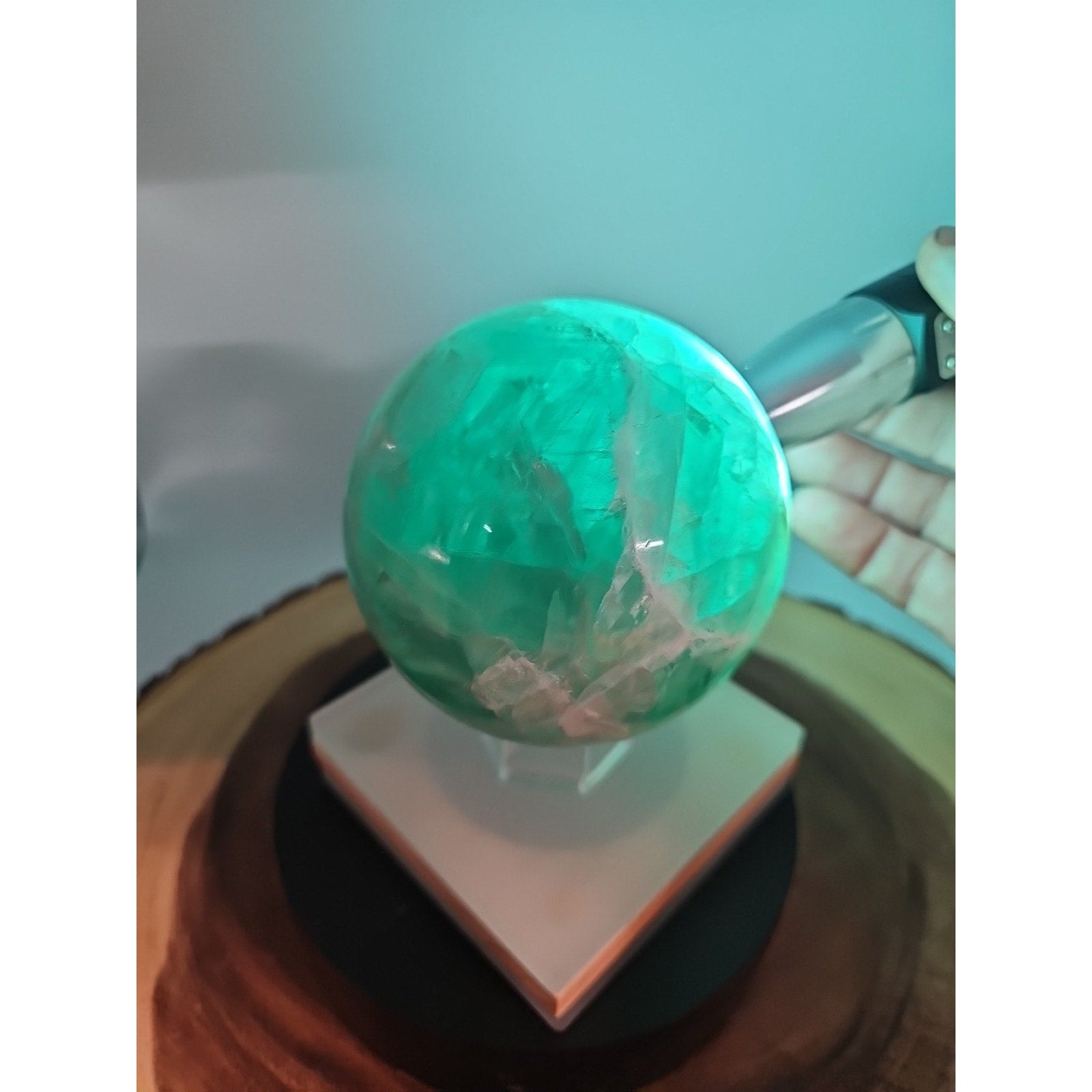 2.84Natural Rainbow Fluorite Quartz Crystal Sphere Ball Polished Healing