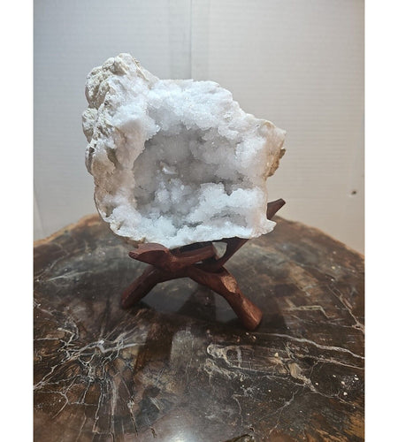 2.66lbs Geode Crystal Moroccan Quartz W /Stand
