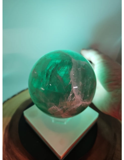 Load image into Gallery viewer, 2.84Natural Rainbow Fluorite Quartz Crystal Sphere Ball Polished Healing
