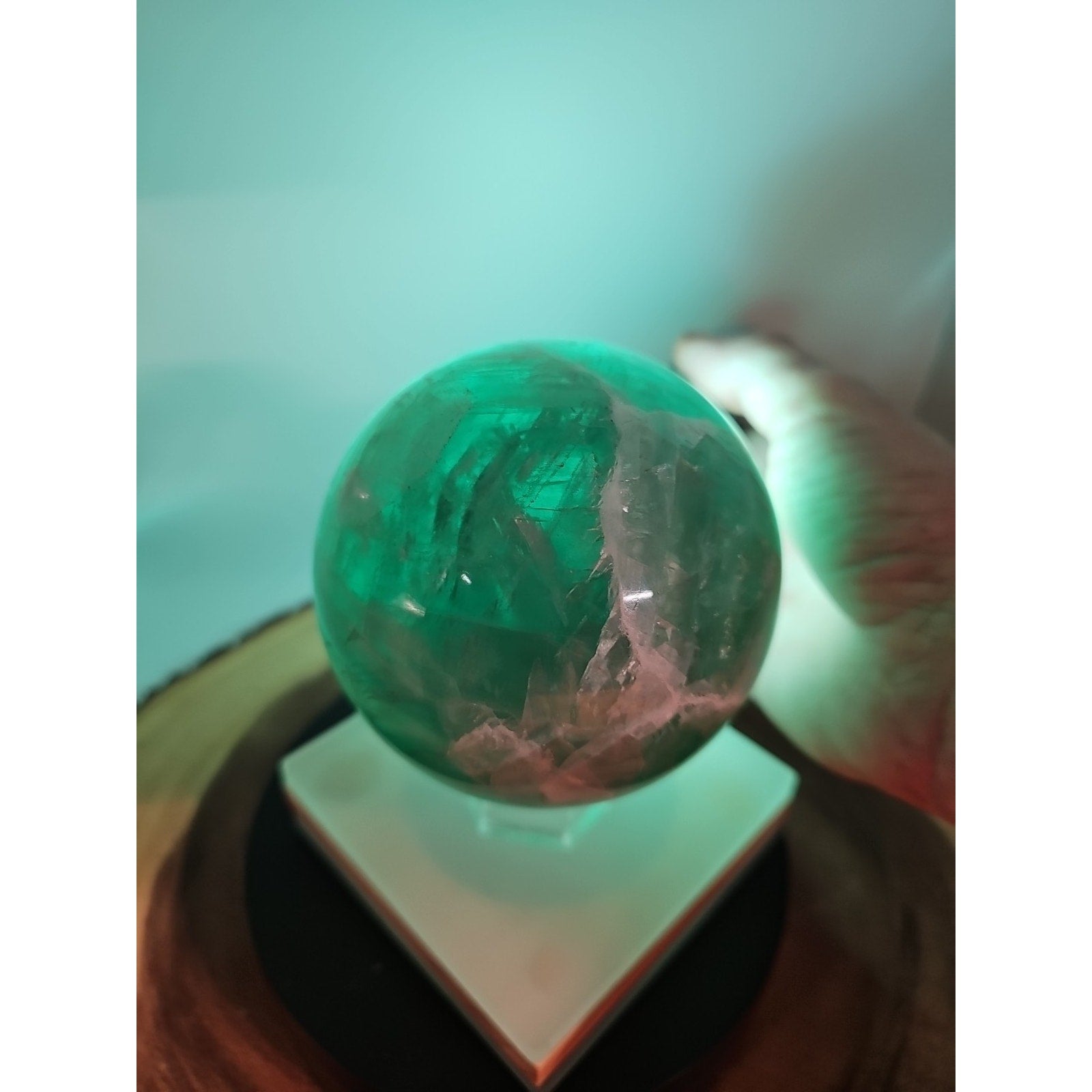 2.84Natural Rainbow Fluorite Quartz Crystal Sphere Ball Polished Healing