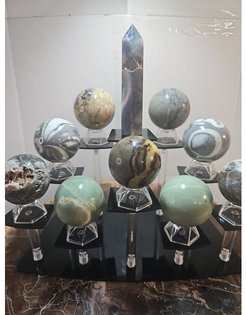 Load image into Gallery viewer, 10Pcs Natural Phantom Chevron And 3 different Ocean Jasper + Fluorite Tower.
