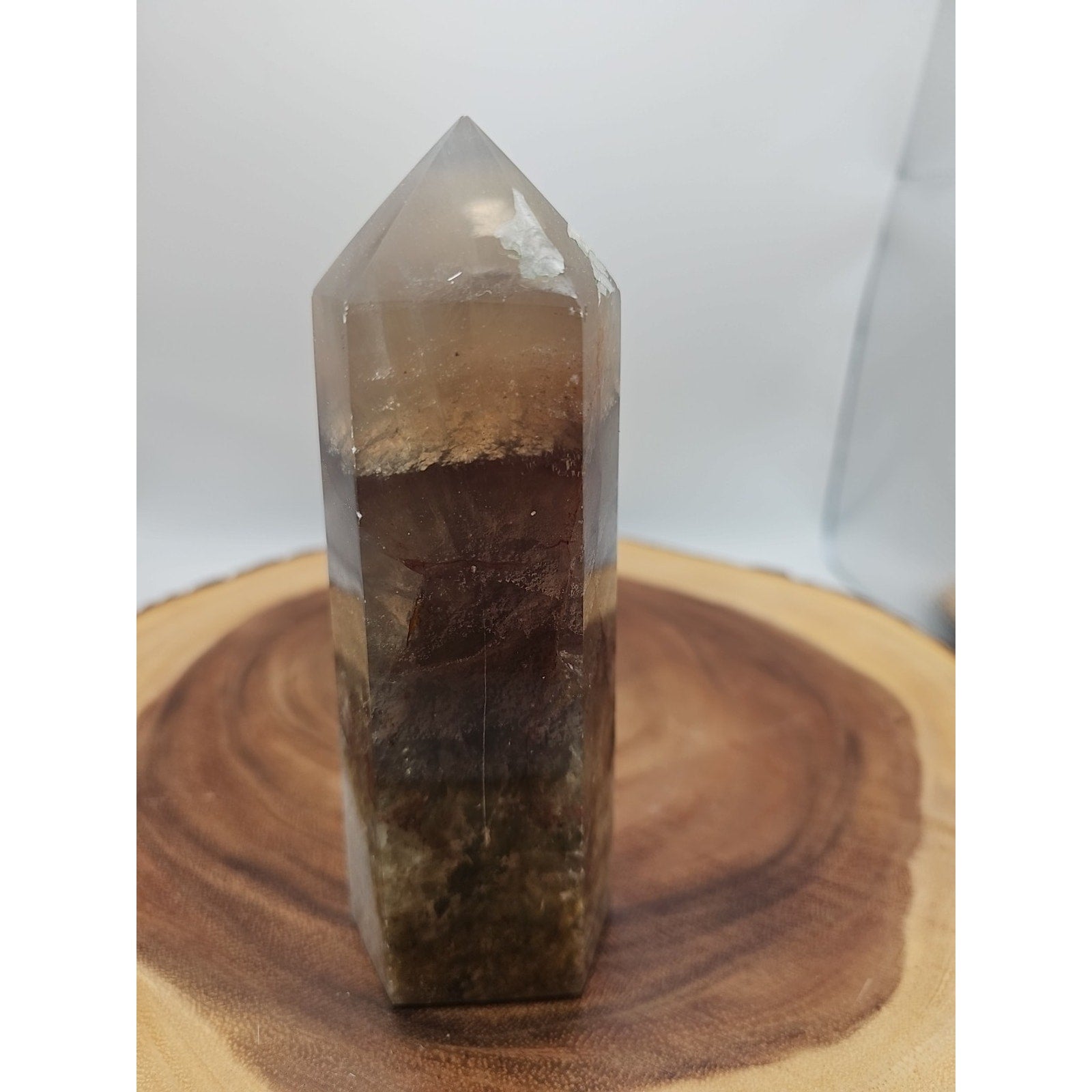 1.95lb Fluorite Quartz Crystal Point W/Stand